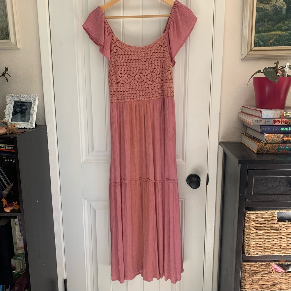 Mauve/Pink Crochet Women's Dress